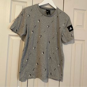Adidas Short Sleeve Heather Grey Tee Shirt Adidas Logo Crew Neck Sz Large